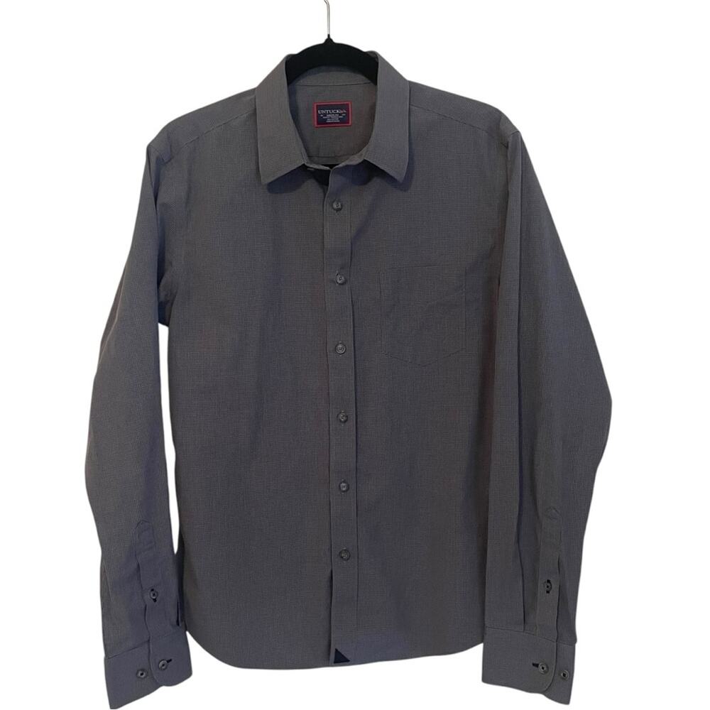 Untuckit Gray Button Down Long‎ Sleeve Shirt Medium Slim Fit